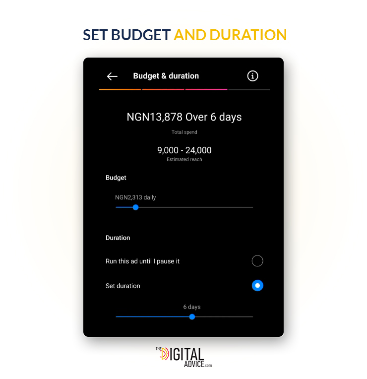 Set budget and duration