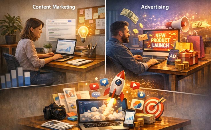 Content vs advertising marketing